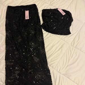 Wild Fable Black Sequin Skirt Set